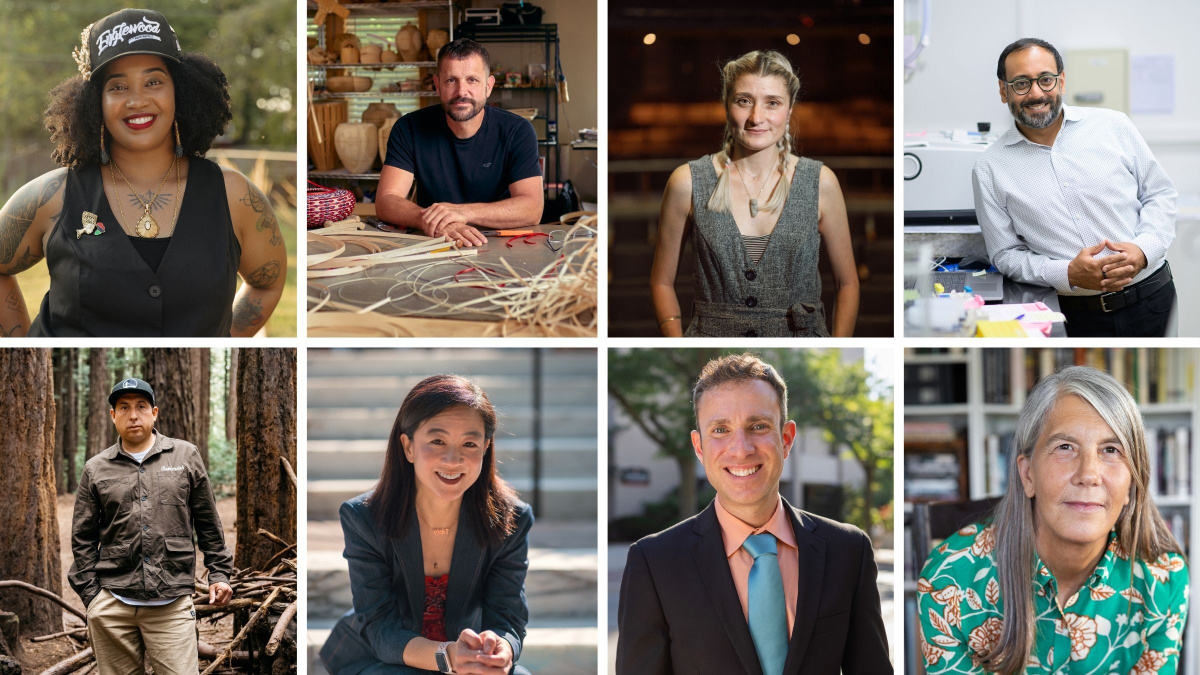 Twenty two new MacArthur Fellows were announced Wednesday. They include, clockwise from top left, Tonika Lewis Johnson, Jeremy Frey, Heather Christian, Nabarun Dasgupta, Margaret Wicker Pearce, Ángel F. Adames Corraliza, Hahrie Han and Tommy Orange.